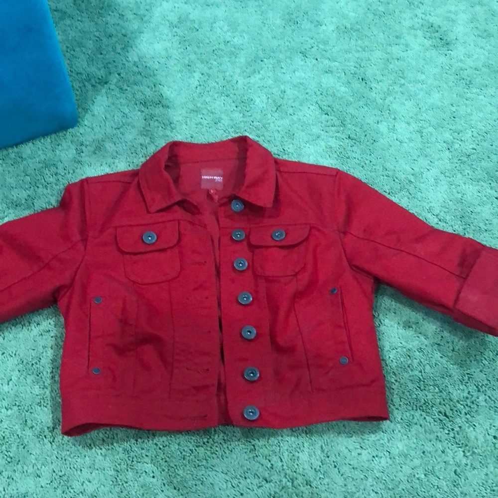 Like new cropped red jean jacket